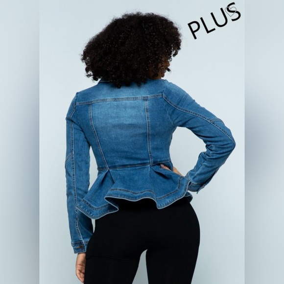 New Plus Denim Peplum Jacket - Picture 5 of 5